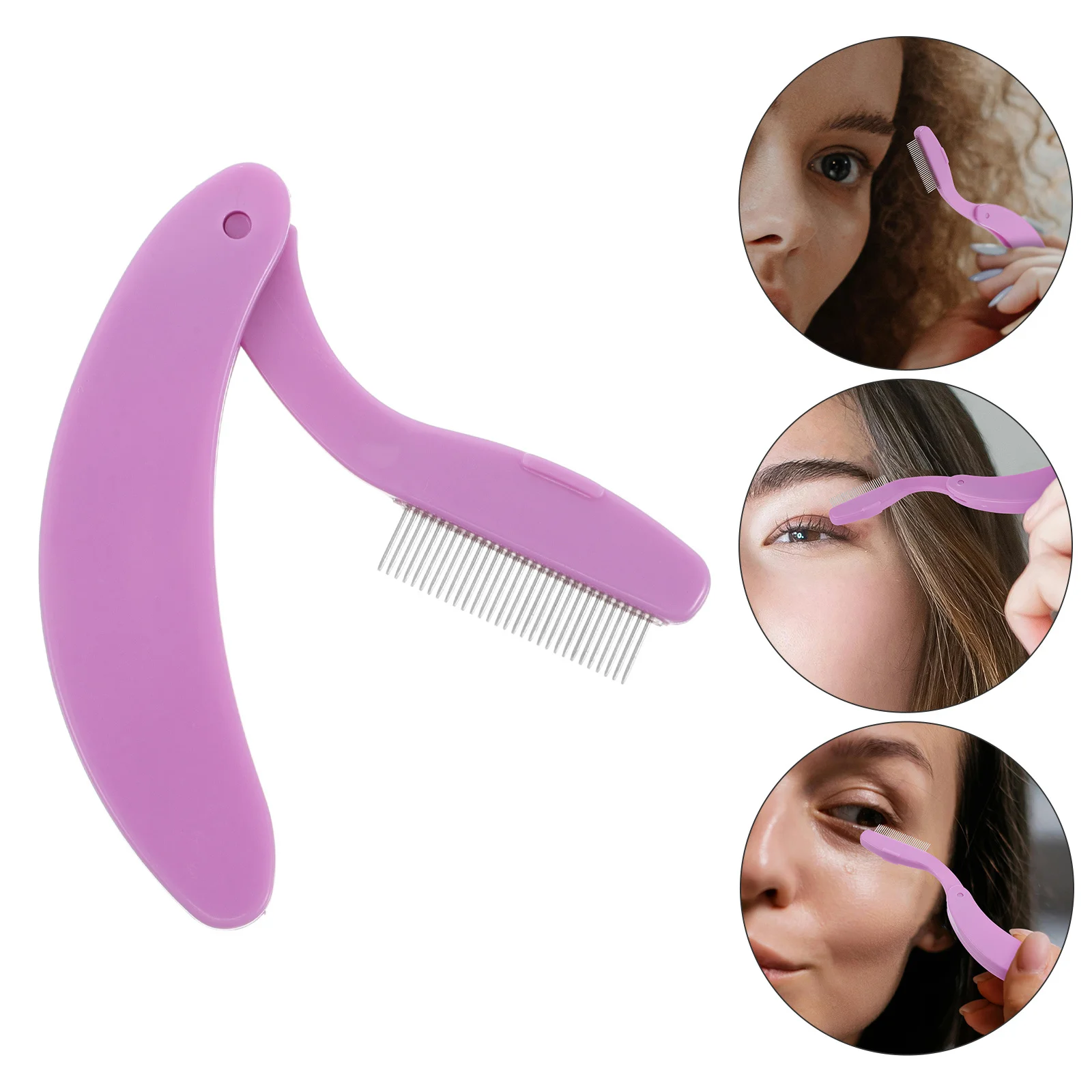 

Metal Eyelash Comb with Foldable Design Sturdy Brow Grooming Tool for Eyelashes and Brows Rust-Resistant Portable Makeup