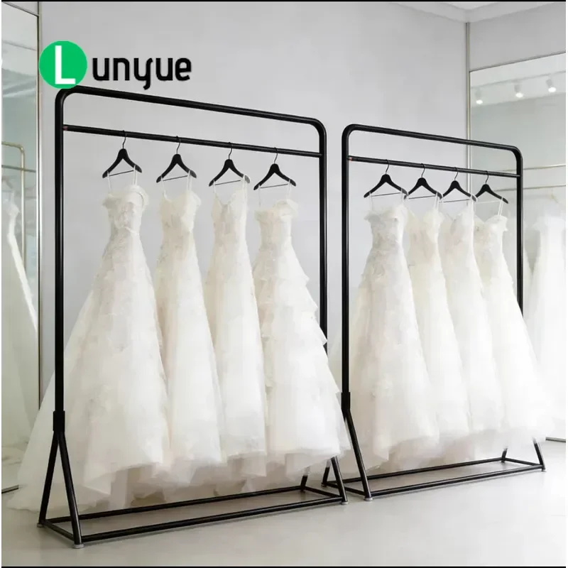 Black Floor to Ceiling Wedding Dress Display Rack Studio Gown Hanger for Chinese Xiuhe Clothing Veil Storage Stand Space