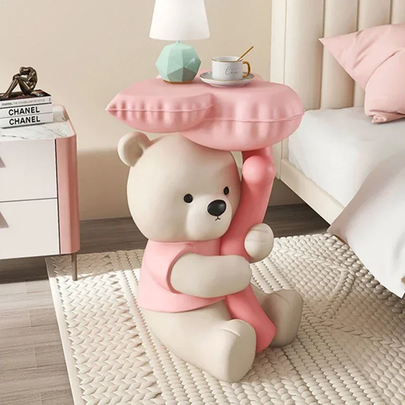 

Home Decor Bear Statues Side Table Designer Bedroom Simple Cute Coffee Table Irregular Small Table Basse Entrance Hall Furniture