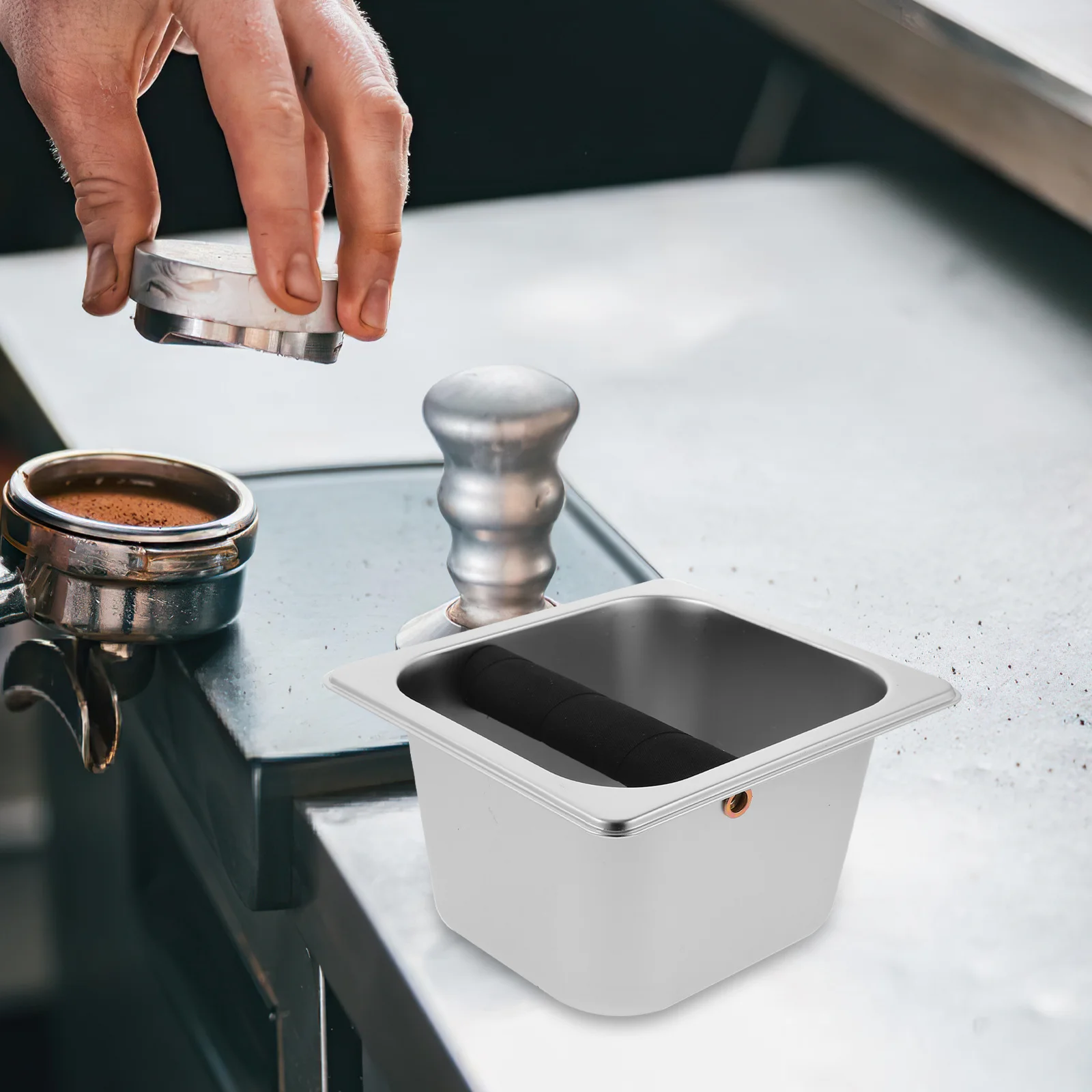 

Grounds Bucket Stainless Steel Compact Rust-Proof For Espresso Used Coffee Ground Container Portable Waste Bin Coffee