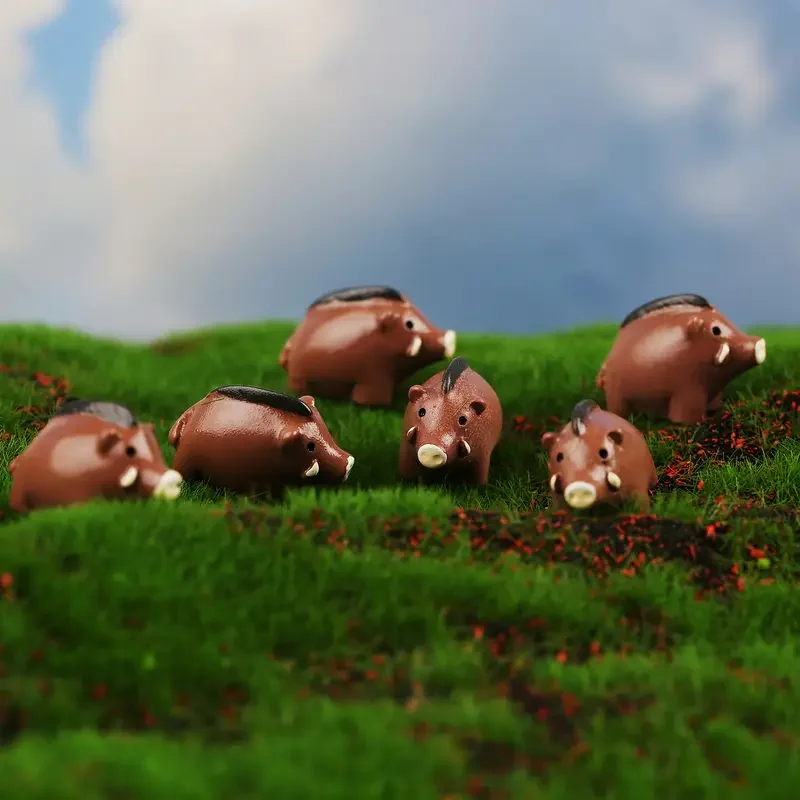 5/10 Pcs Miniature Wild Boar Figurines, Fairy Garden Plant Accessories, Micro Landscape DIY Craft Project Home Decorations - Image 5