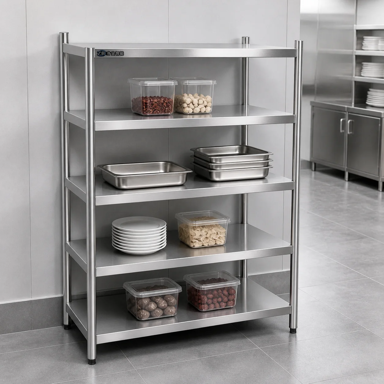 1200x500x1550mm Stainless Steel Storage Rack Stainless Steel Shelf Rack 4 Tier Welded Kitchen Shelving