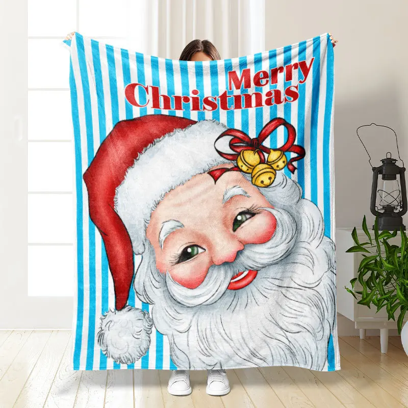 Merry Christmas Santa Claus Blanket Ultra Lightweight Soft Plush Flannel Throws Blanket for Sofa Bed Couch best Office Gifts