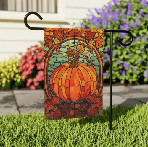 Fall Pumpkin Garden Flag, Harvest House Flag, Thanksgiving Hostess Gift, Yard De