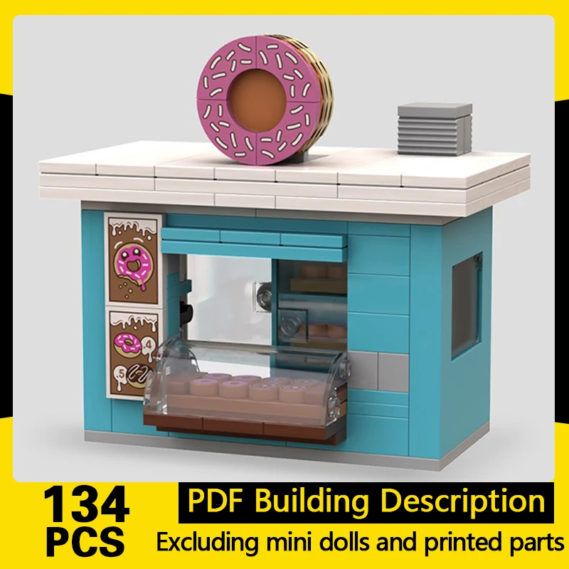 City Street View Model MOC Building Bricks Small Donut Stall Modular Technology Gifts Holiday Assemble Children Toys Suit