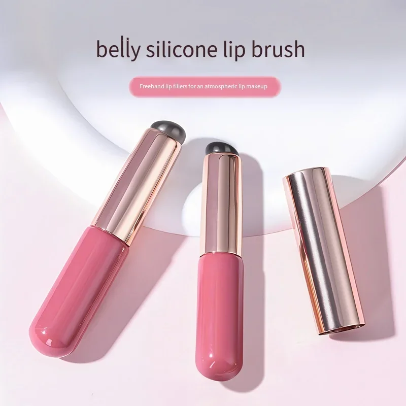 Q Soft Silicone Lip Brush Portable Lip Cream with Cover Smudging Makeup Brush Mini Dust-proof Concealer Multi-purpose Brush