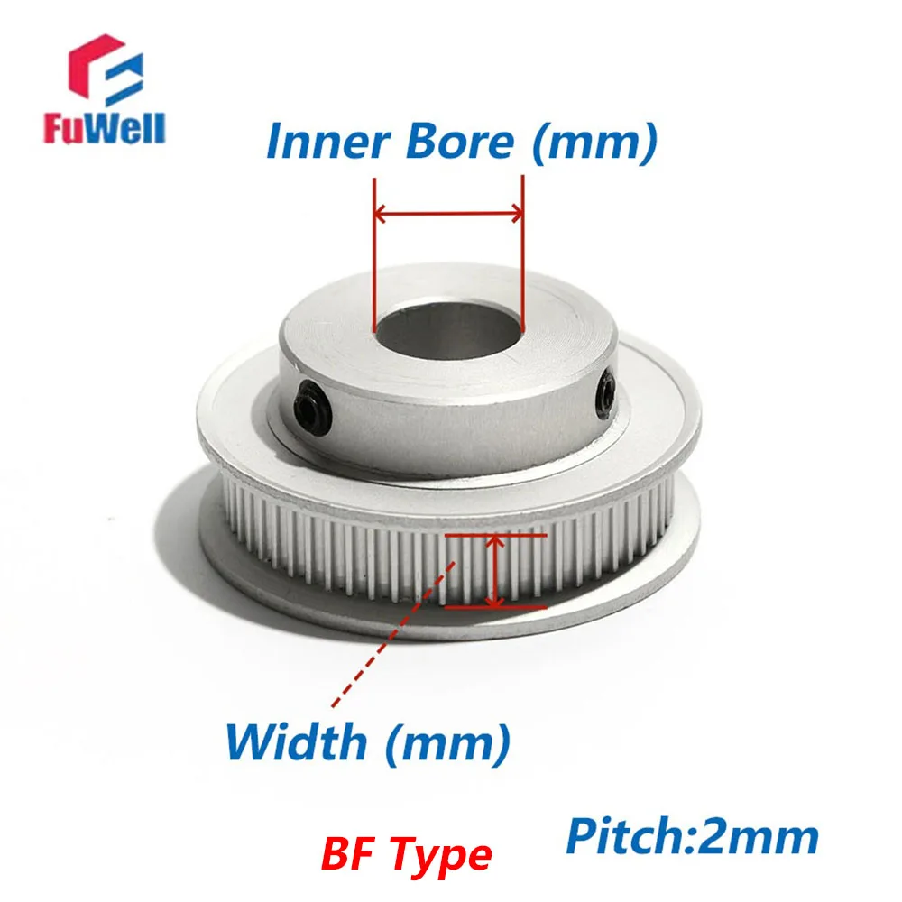 FuWell S2M Synchronous Timing Pulley 48/50/52/54/55/56/58 Teeth Bore 5/6/8/10/12/14/15mm Width 7/11/16mm S2M Timing Belt Puelly