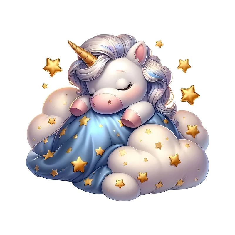 The unicorn sleeping on the clouds Iron On Patch dtf transfers ready to press Heat Transfer Printing On Clothes Iron on transfer