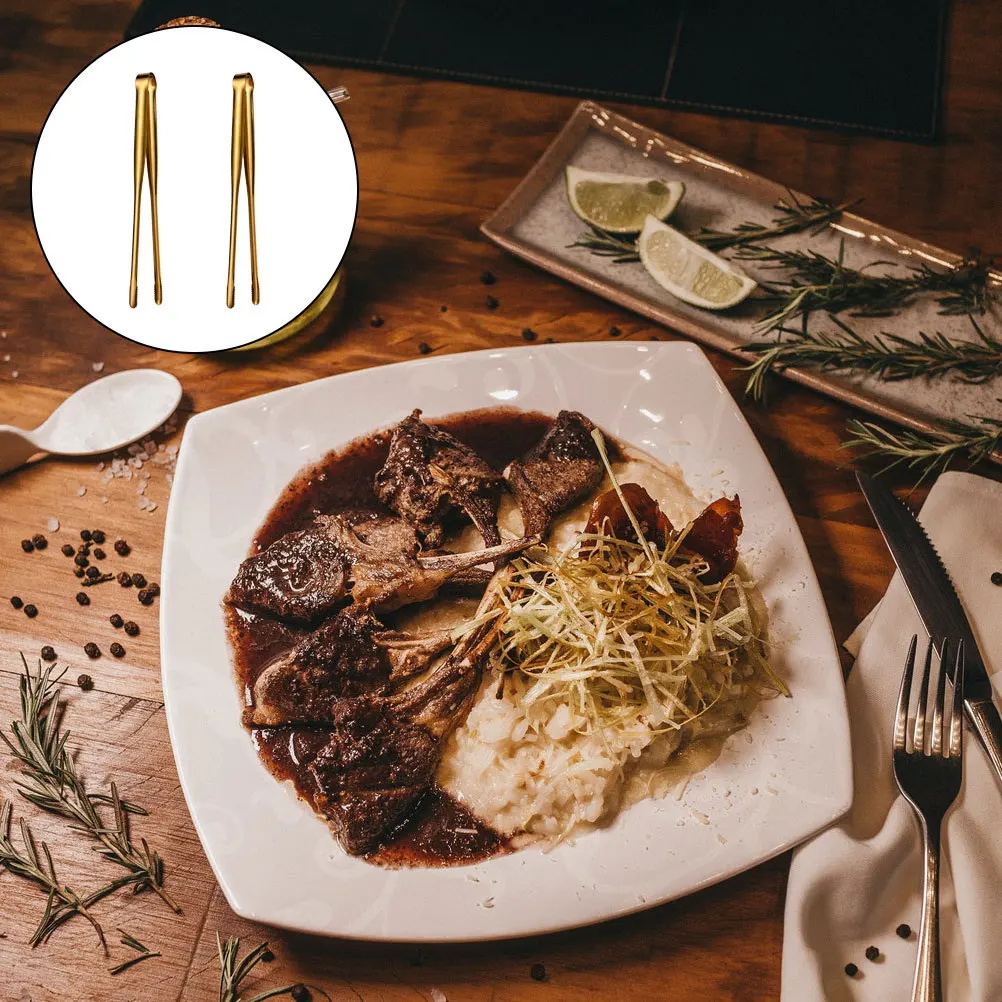 

2 pcs Stainless Steel Barbecue Tongs 8 Inch Heavy Duty Grill Clamps For Steak Bread Korean Bbq Waterproof Food Tong Outdoor