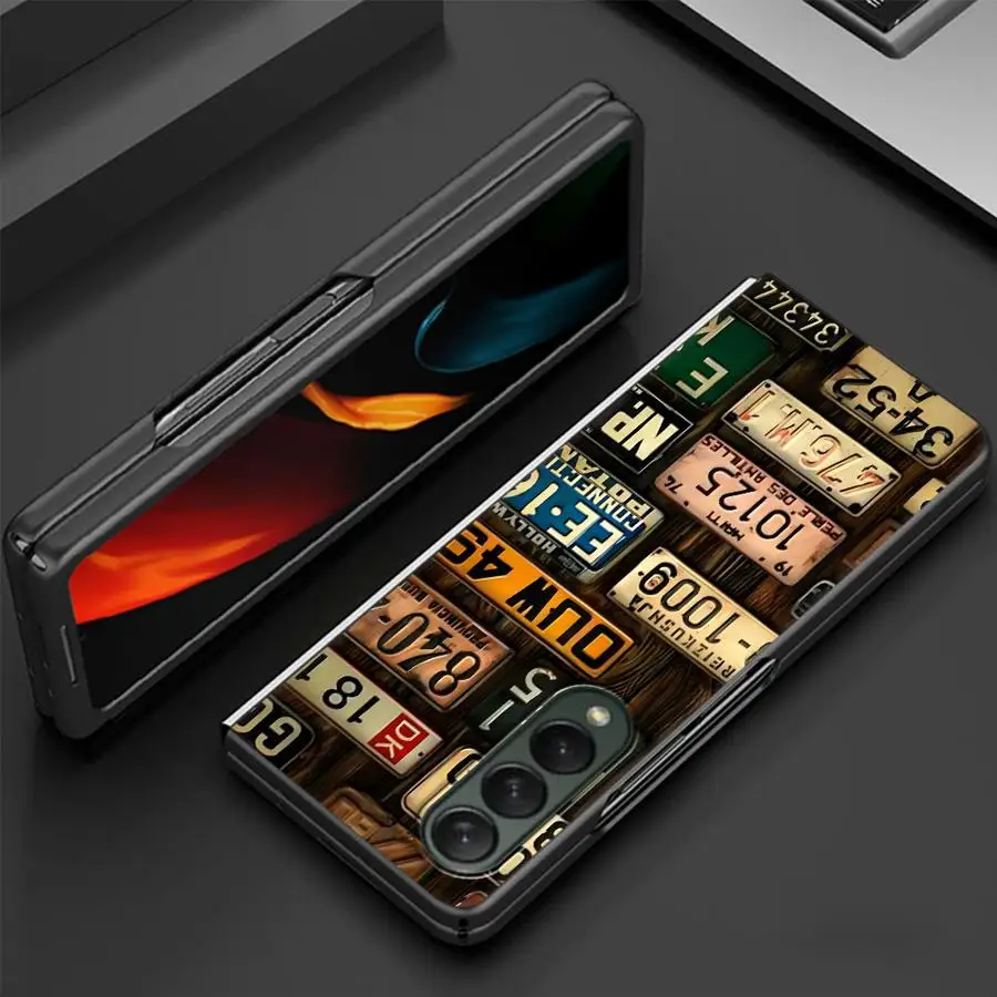 Retro Car Number Plates Case for Samsung Galaxy Z Fold 8 Ultra ZFold3 Z Fold 7 6 5 4 3 ZFold6 ZFold5 ZFold4 ZFold7 Phone Cover - view 2