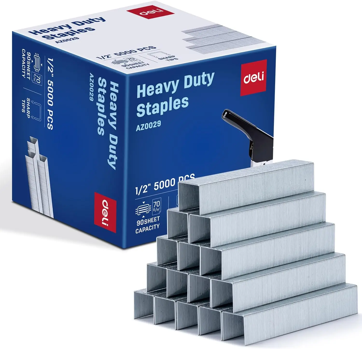 

Высококачественные скобы для тяжелых степлеров, длина 1/2 дюйма, вместимость 90 листов, 100 штук в полосе, 5000 штук в коробке