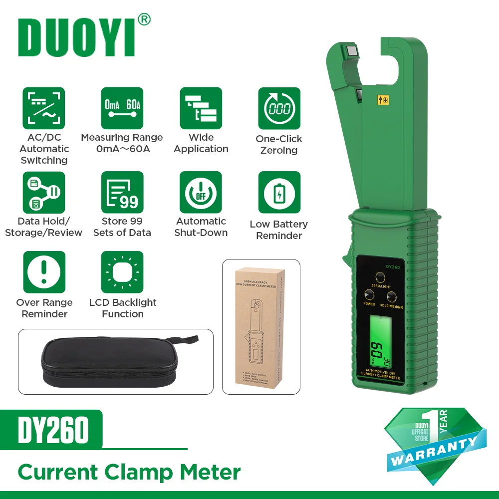 DUOYI DY260 Automotive Current Detector Fuse Current Meter Automotive Current Tester Circuit Inspection Instrument Current Clamp