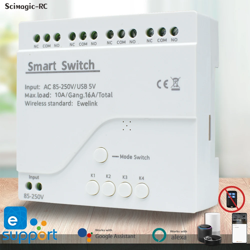 eWelink Smart Wifi Motor Switch Module 5V 12V 32V 220V 1/2/4 Channels Inching Self-locking Interlocking Relay for Alexa Google