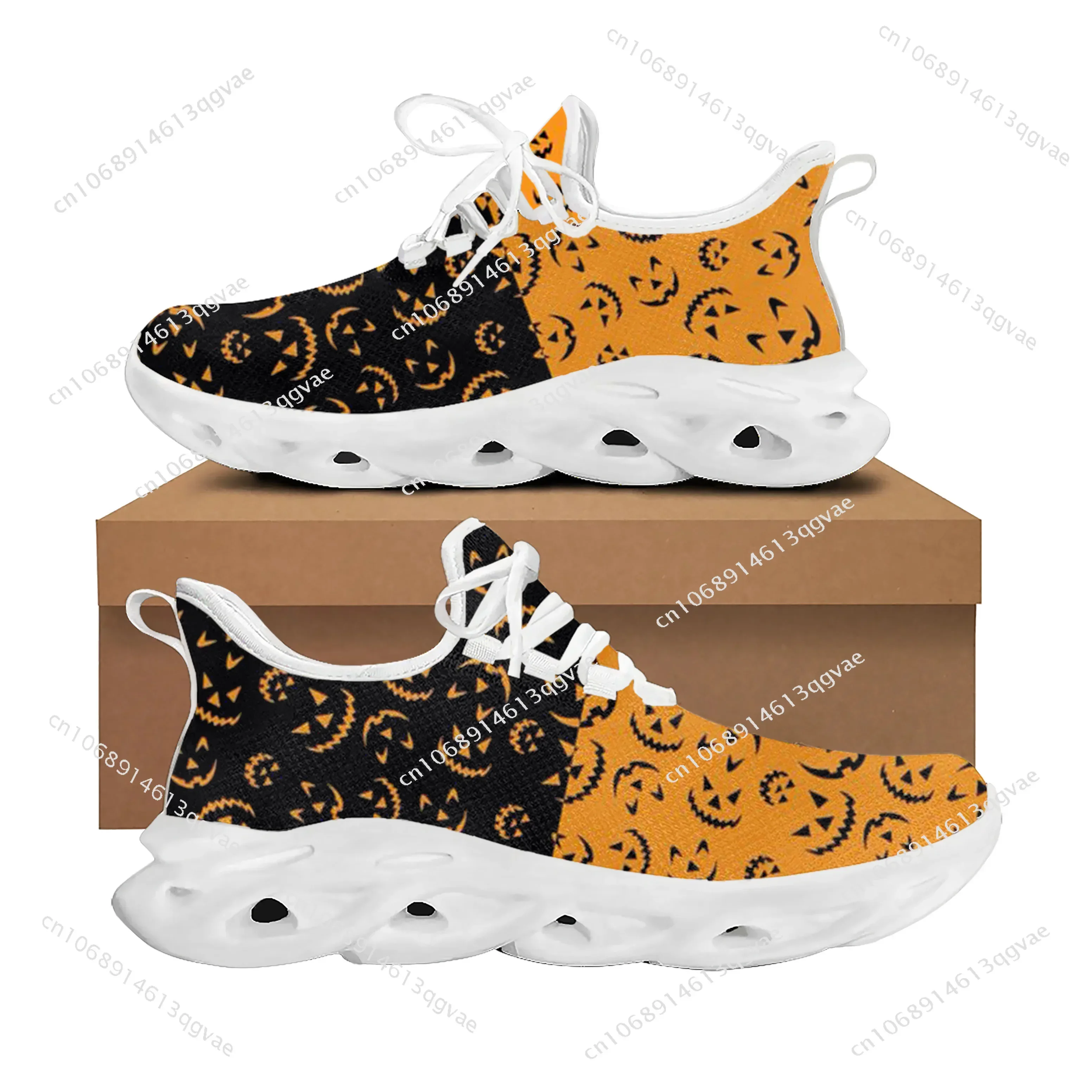 Halloween Pumpkin Flats Sneakers Mens Womens Sports Running High Quality Sneaker Lace Up Mesh Footwear Tailor-made Shoe White