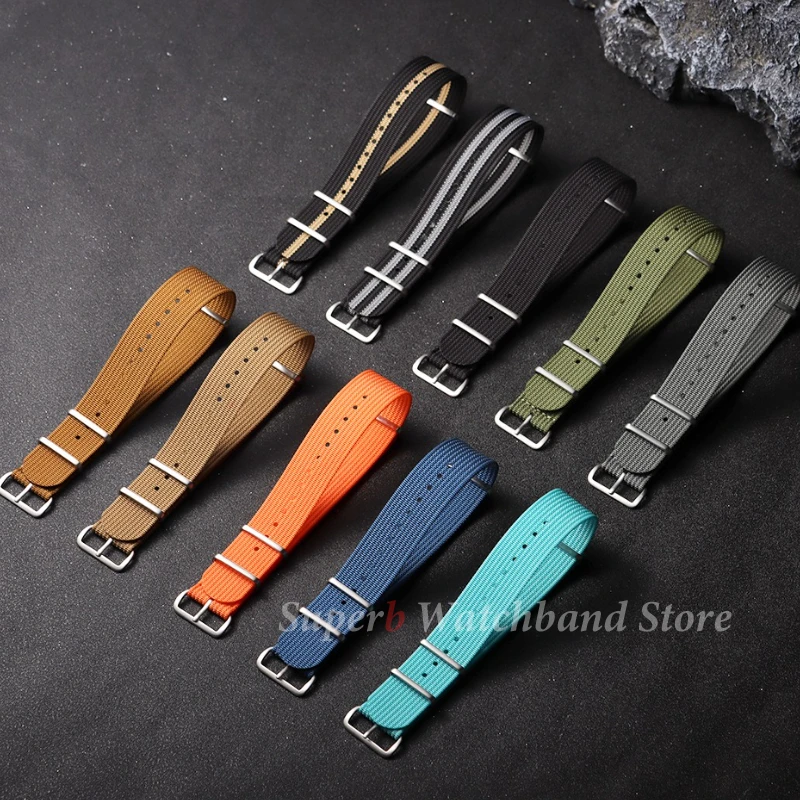 18 مللي متر 19 مللي متر 20 مللي متر 22 مللي متر جديد مضلع النايلون حزام الساعات الأخضر الأسود الفرقة العسكرية حزام ل سايكو الجيش الرياضة سوار استبدال حزام