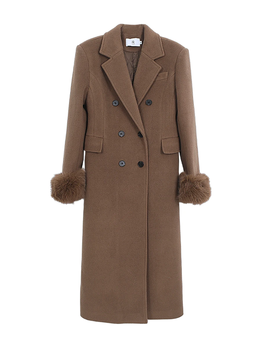 Red Celebri Woolen Coat Women's Autumn Winter 2025 New High-End Feeling Tweed Cotton Coffee Color Suit Woolen Coat