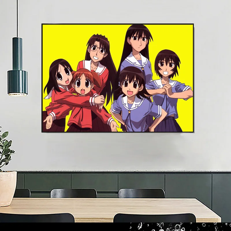 Azumanga Daioh ملصق جدار لغرفة المعيشة ملصق فني الديكور نسيج الساتان الألوان الزاهية لا الإطار موردن طباعة الجدار