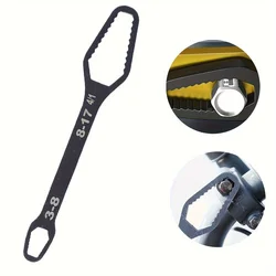 1pc 3-17mm Universal Double-Head Torx Wrench Self-Tightening Adjustable Wrench Hand Tool, Colors Include Silvery And Black