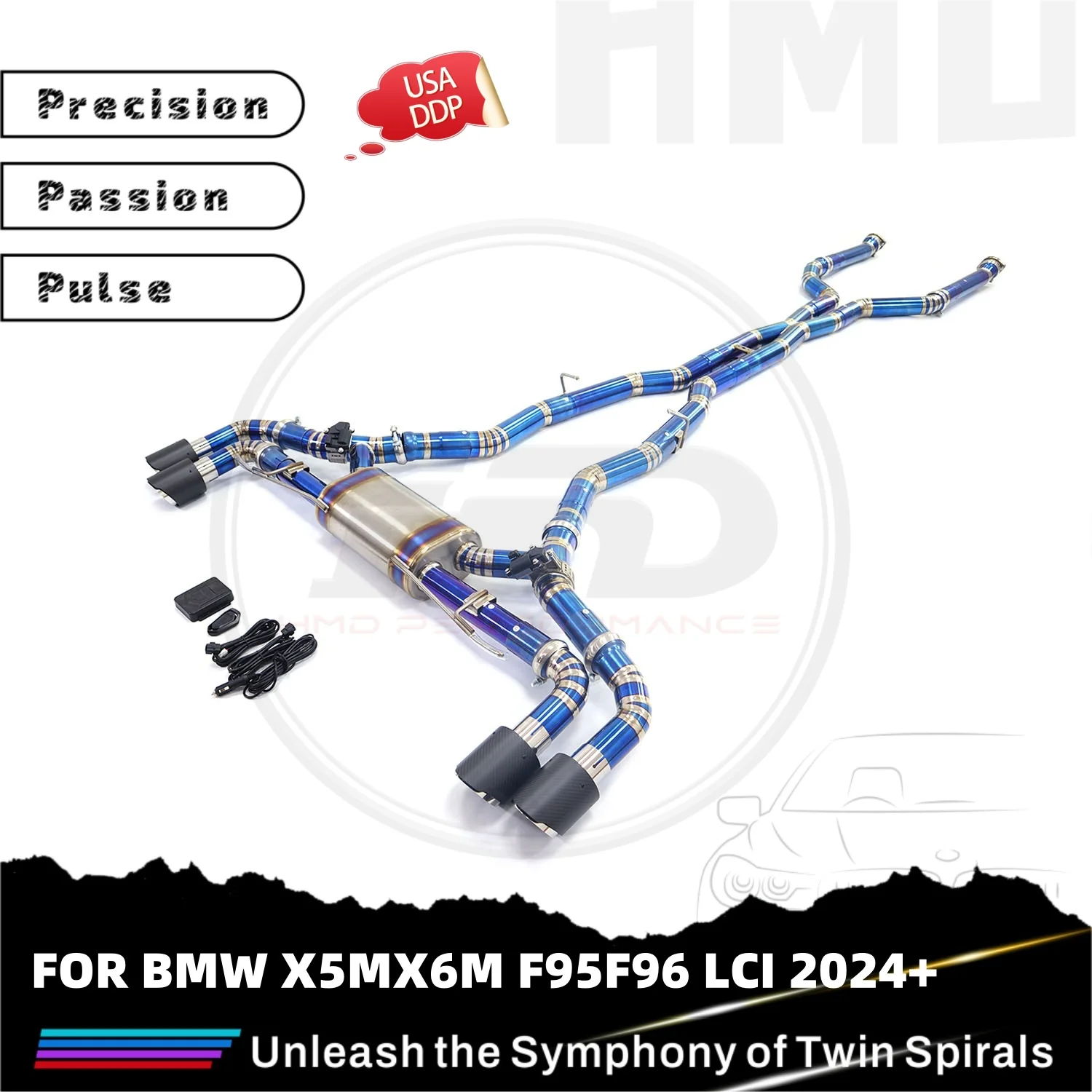 

HMD Performance Catback для BMW X5MX6M F95F96 LCI 2024 + оригинальный выхлоп TC4 с клапаном и наконечниками глушителя X-Pipe Design