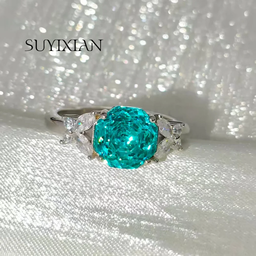 925 Sterling Silber Achteckiger Millennium Rose Cut Paraiba Zirkon Schmetterlingsring Geburtstagsfeier Jubiläumsgeschenk Damenschmuck – Detail 7