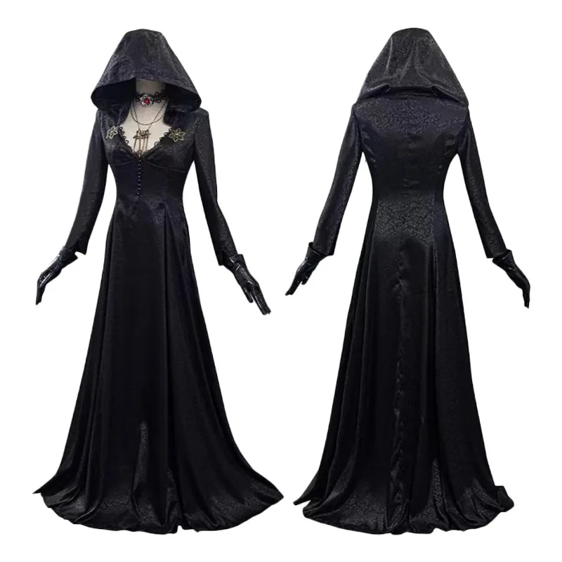 knee length dresses for ladies Resident Evil Village Vampire Lady Dress Outfit Lady Dimitrescu's Daug   Coshduk