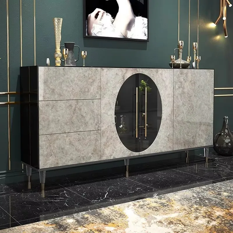 

This luxurious and durable marble sideboard is suitable for the living room and can also be used as a high-end home tea cabinet.