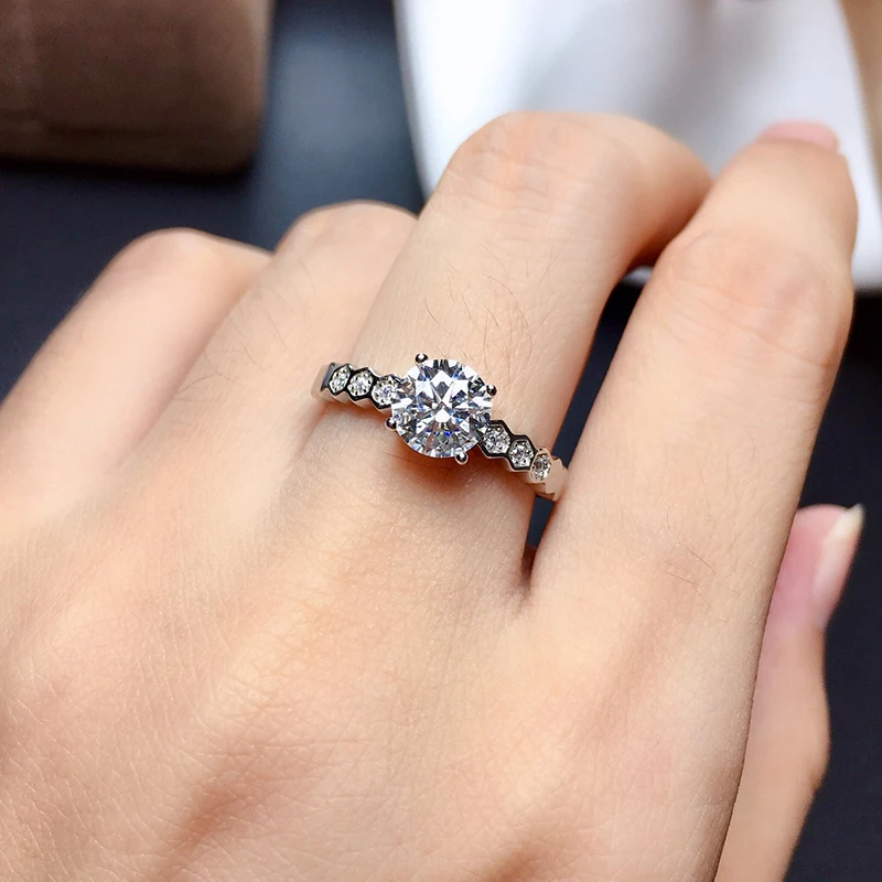 Pass Diamond Tester Pen Moissanite Ring for Women S925 Silver Wedding Diamonds Band Stackable Ring Valentine's Day Gift view 4