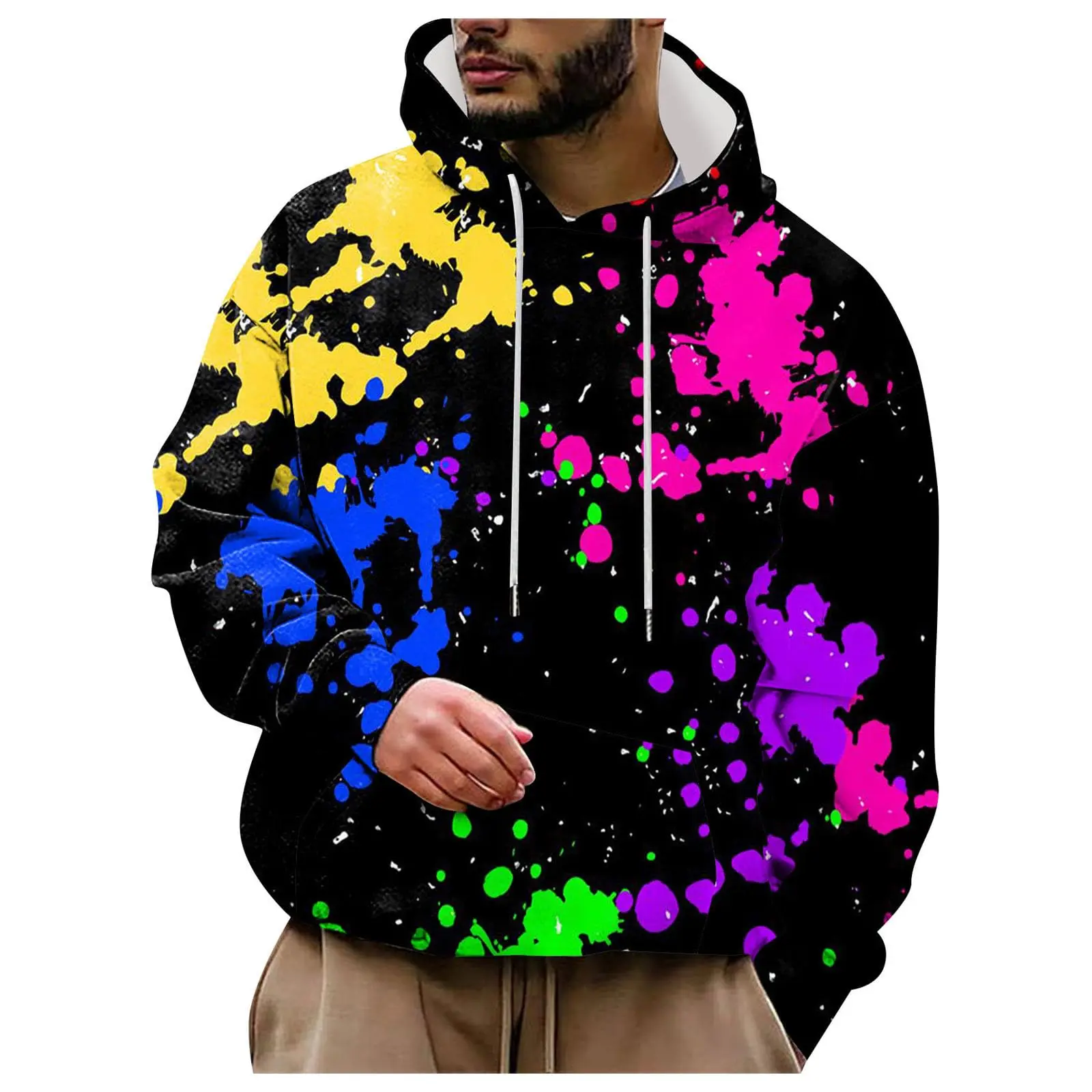 

Men's Fashion Gradient Color Graffiti 3D Print Hoodie Streetwear Oversized Hooded Sweatshirt Pullover Casual Clothing
