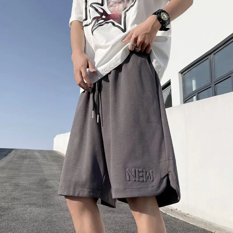 Casual Solid Color Elastic Waist Boys Summer Loose Elastic Force Knitting Sweatpants Straight Cylinder All-match Sweat Shorts