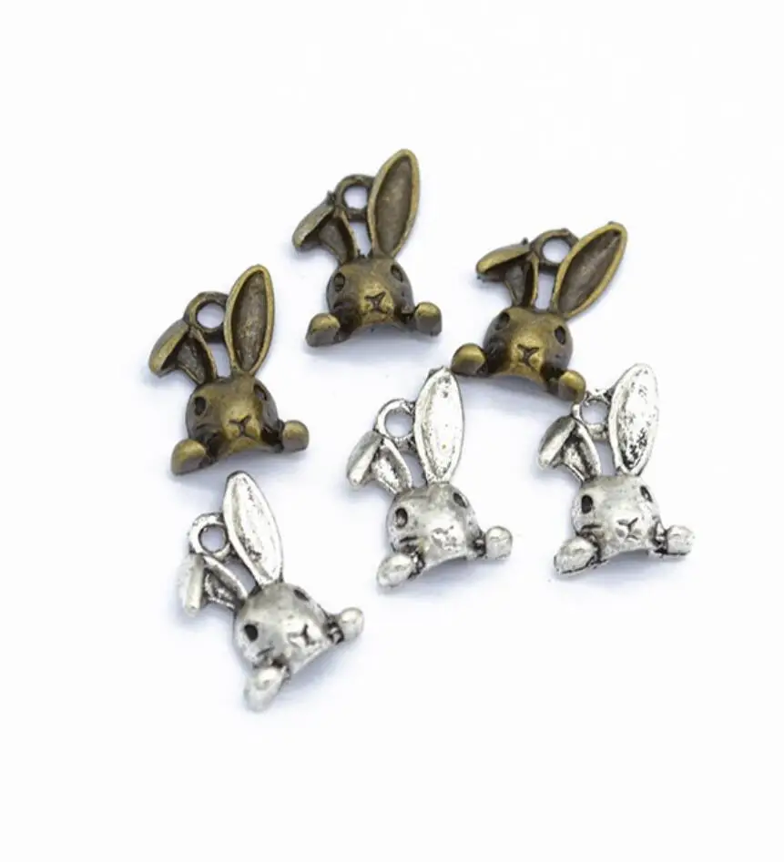 

110pcs Antique Silver color rabbit Charms Pendant For DIY Jewelry Making Finding 14*9mm F0066