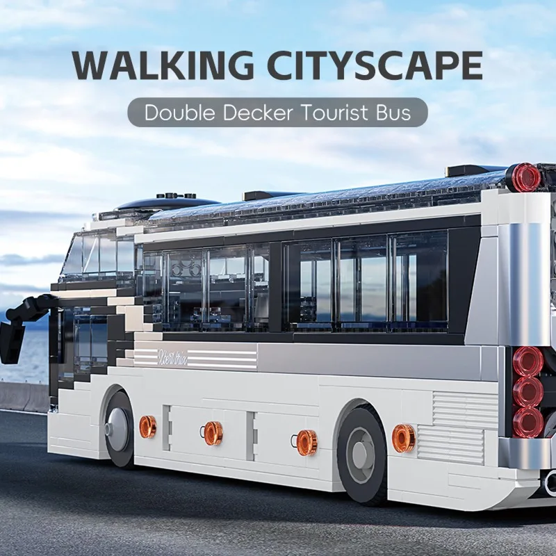 811PCS Double-Decker Tour Bus Building Blocks DIY ชุดสําหรับเด็กสะสมเดสก์ท็อปตกแต่งวันหยุดไอเดียของขวัญ