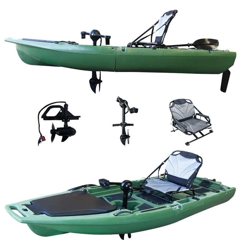 

9-футовый одноместный каяк с педальным приводом и гребным винтом, модульный, для рыбалки, с корпусом из HDPE, для рек