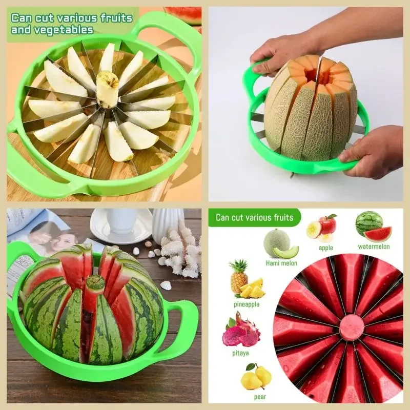 Large Watermelon Slicer Cutter Stainless Steel Fruit  Splitting Tool Portable 12-Slice Equal Fruit Slicing Machine