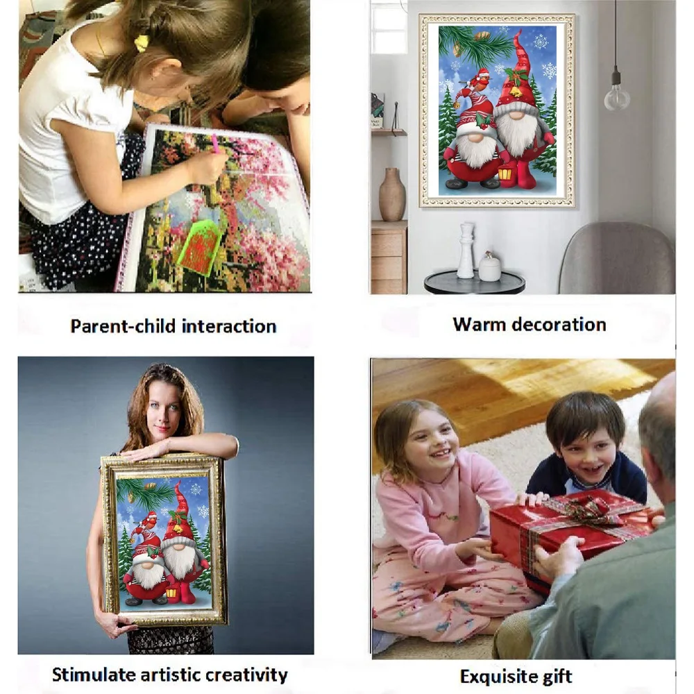 عيد الميلاد الماس اللوحة التماثيل أطقم للبالغين ، الحفر الكامل جولة الماس الفن اللوحة لديكور جدران المنزل 30X40 سم-POS