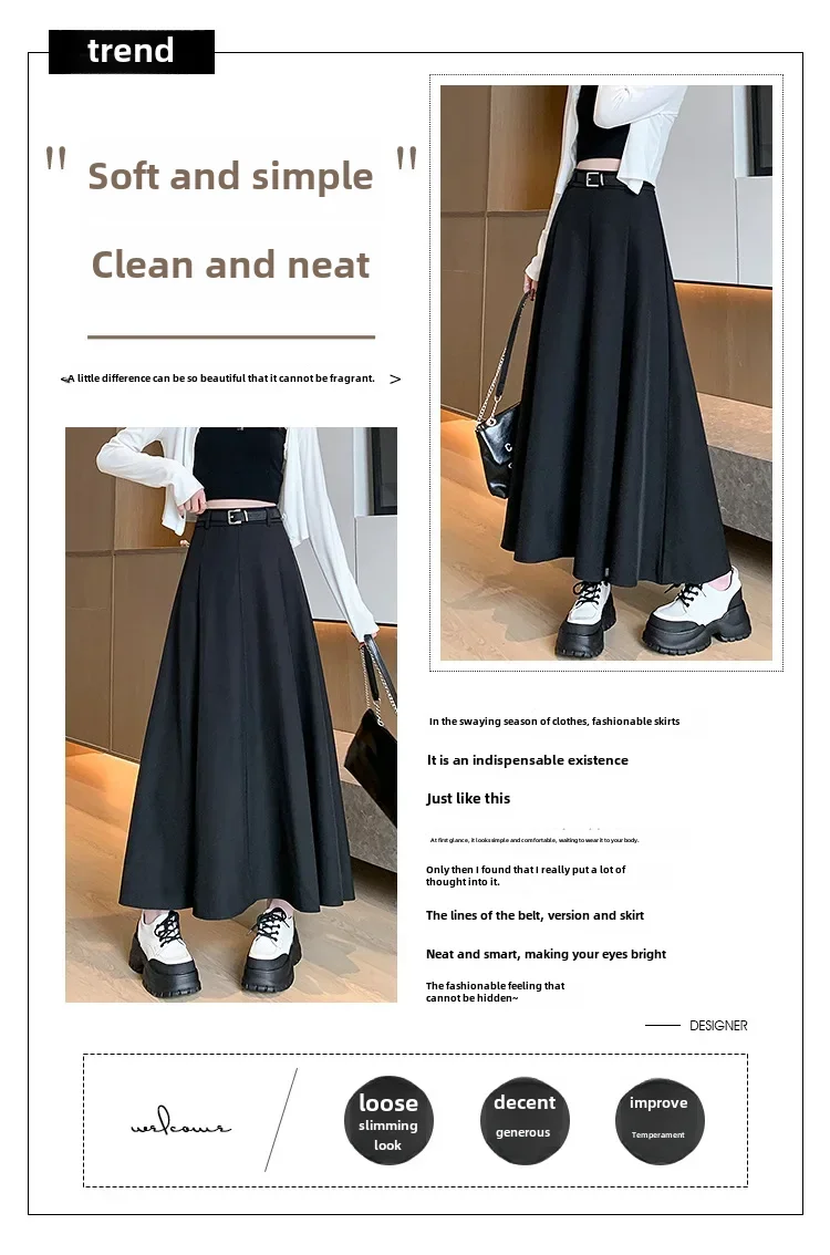 Frauen Hohe Taille Gefaltete Midi Rock Abnehmen Elegante Herbst Winter Neue Mode Anzug Rock