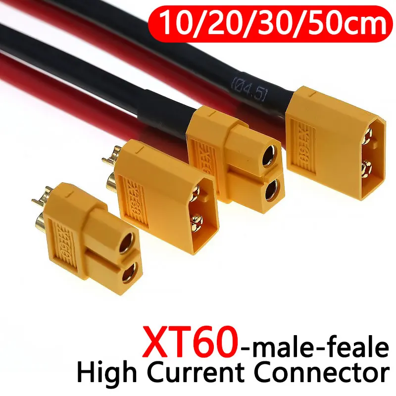

XT60 Lithium Battery Charger Plug Model aircraft Male Female High Current Connector Silicone Wire 12AWG
