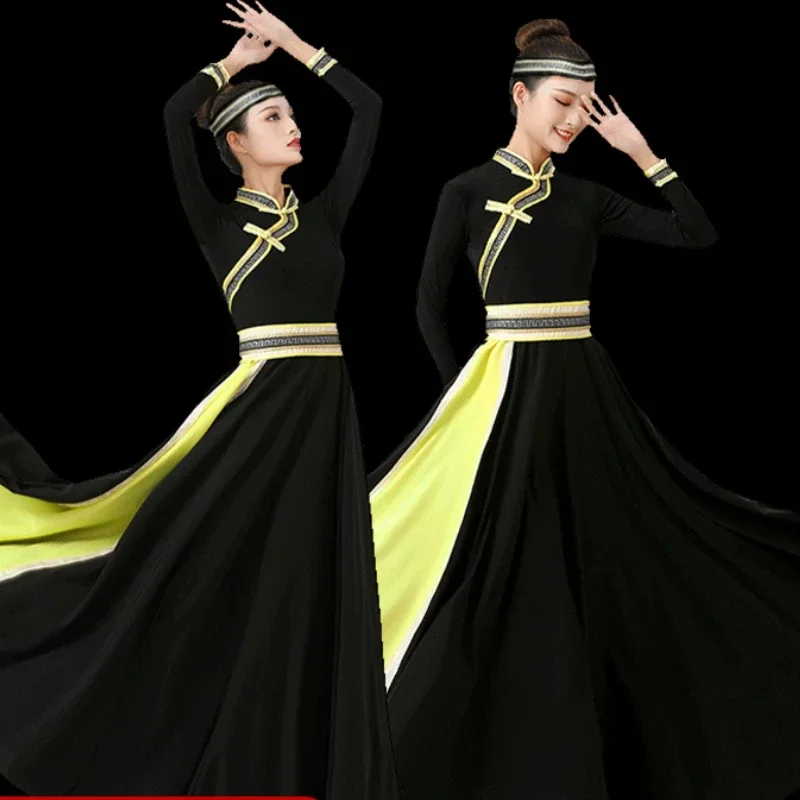 

Костюмы меньшинств, современный этнический монгольский костюм для выступлений, тибетское танцевальное платье, традиционный народный сценический тибетский наряд