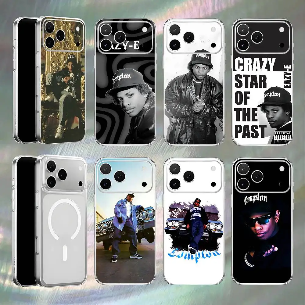 E-Eazy E Rapper Magnetic Wireless Charging Transparent White Phone Case For iPhone 17,16,15,14,13,12,11,Pro,Max,Plus