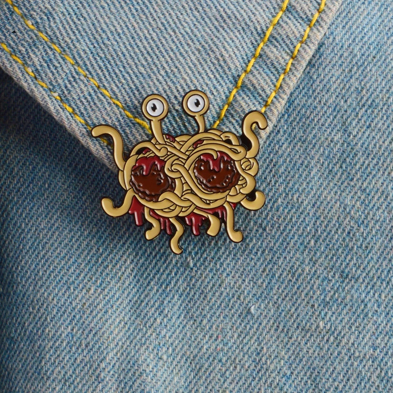 Épingle en émail de pastafarianisme, badge spaghetti volant, broche monstérisme, icônes FSM, denim, chemise, sac, épingle drôle, cadeau pour les amis