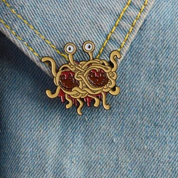 Pastafarianism enamel pin Flying Spaghetti Monsterism badge brooch FSM icons Denim Jeans shirt bag Funny Pin Gift for friends