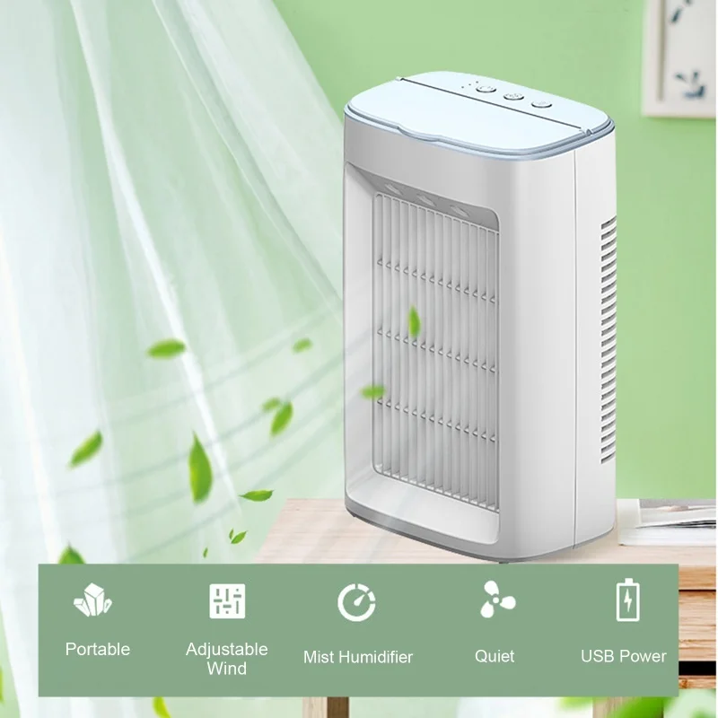 usb-desk-fan-portable-air-conditioner-fan-water-cooling-fan-desktop-table-fan-quiet-360°rotation-and-3-speeds-strong-wind-200ml