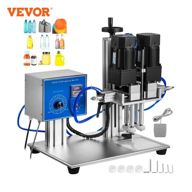 VEVOR Desktop Automatic Screw Capping Machine 16 - 55 MM Pneumatic Stainless Steel Twist Sealing Screw Capper for Round Bottles