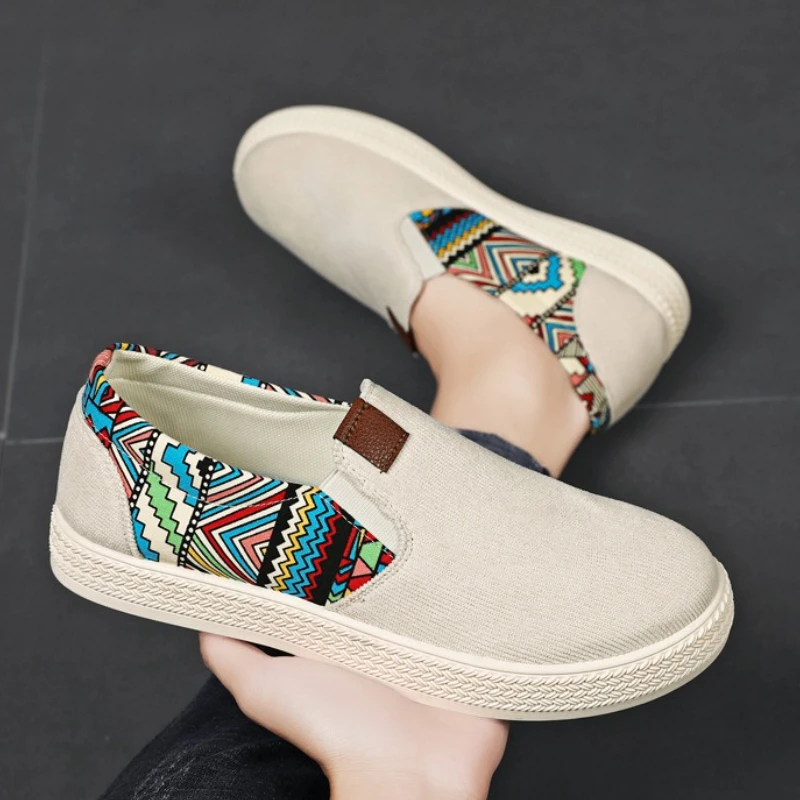 

Летняя мужская парусиновая обувь, новые дышащие повседневные кроссовки с низким берцем, модные туфли без шнуровки с неглубоким горлышком, дизайнерская обувь 2025