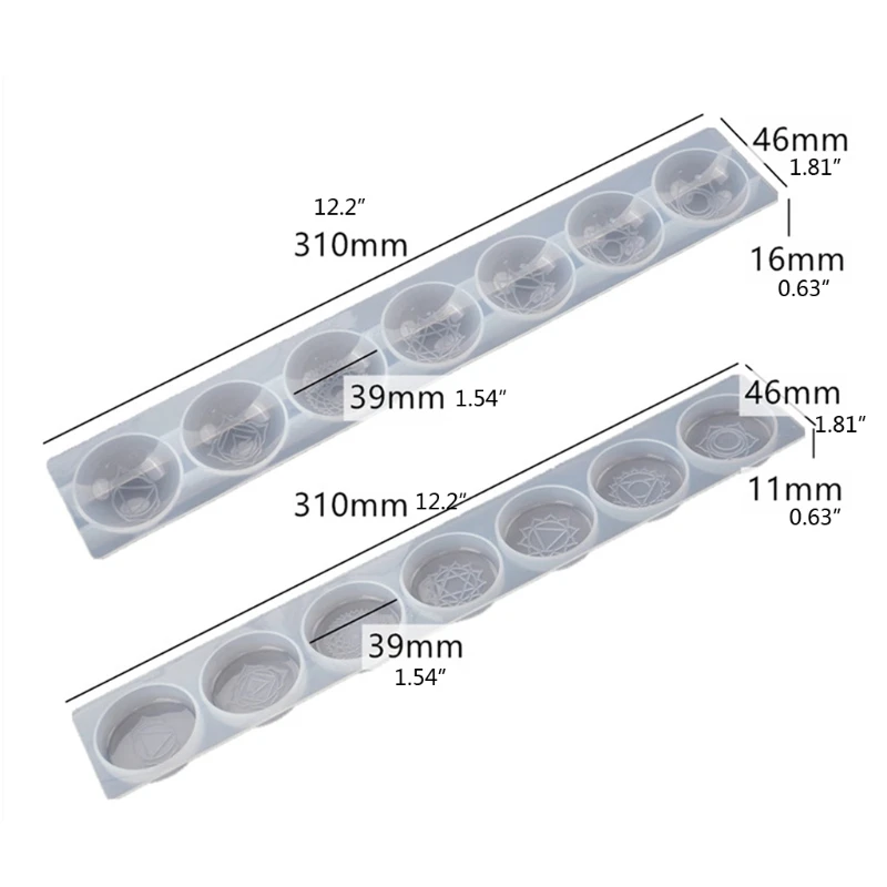 Molde de resina de 7 Chakras, molde de silicona para runas, símbolo, letras, epoxi, DIY
