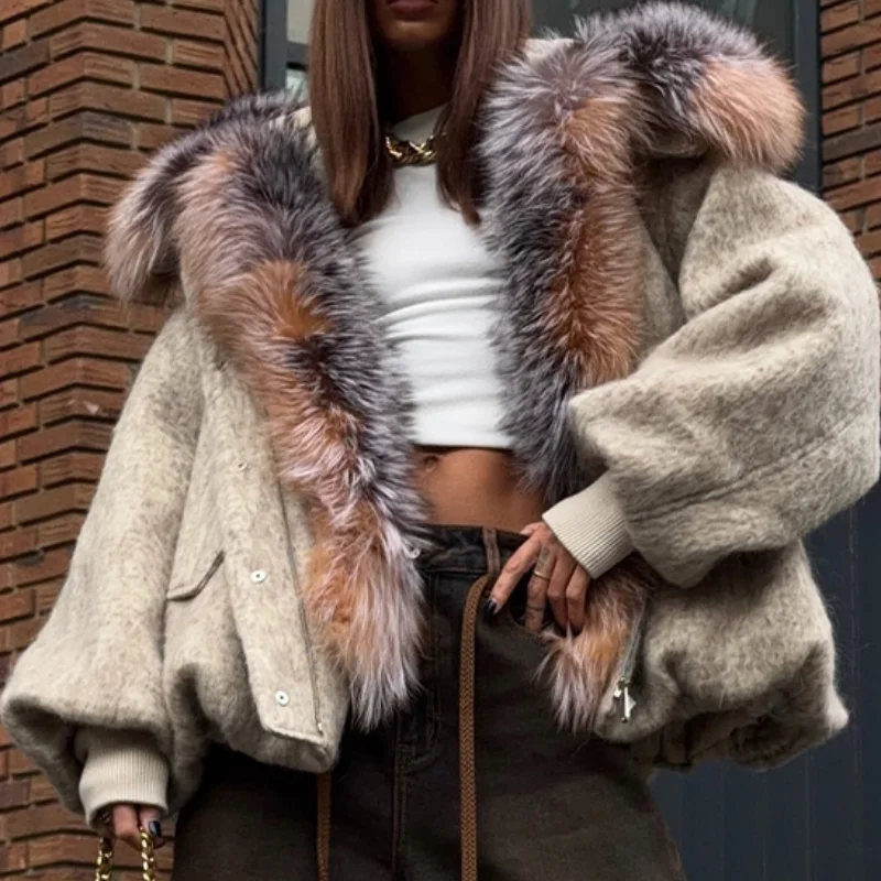 Chaqueta gruesa Vintage de piel sintética para mujer, abrigo con capucha y manga acampanada, ropa para ir al trabajo con fecha, ropa informal de invierno para mujer 2025