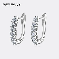 PERFANY 1.2CT Moissanite Earrings for Women S925 Pure Silver GRA Certified Diamonds Straight Row Ear Buckles Fashion Jewelry