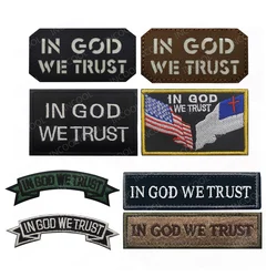 Embroidered Slogan Patches IN GOD WE TRUST Tactical Appliqued Chevron Strip Sticker Badges Luminous Glow In Dark For Clothing