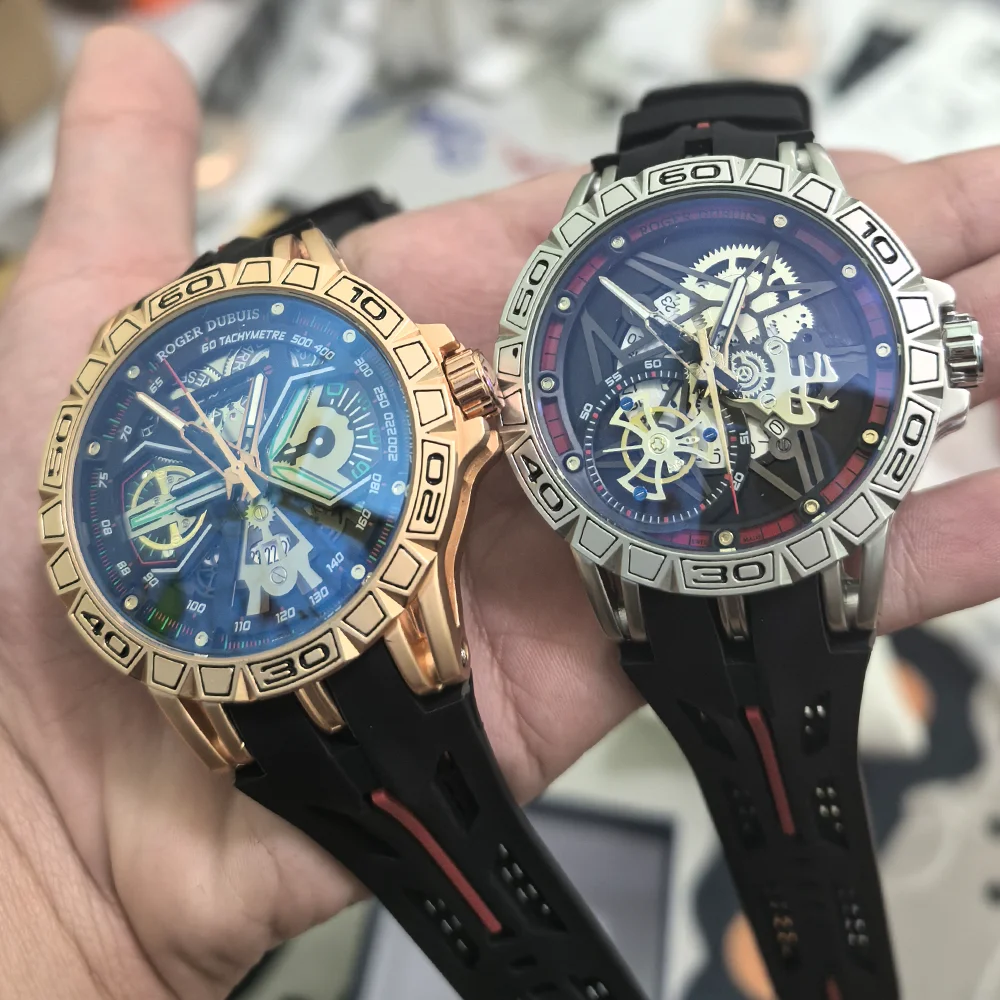 

New Roger Super Quality Original Brand Watches For Mens Big Dial Fashion Quartz Wristwatch Business Sports AAA+ Male Clocks