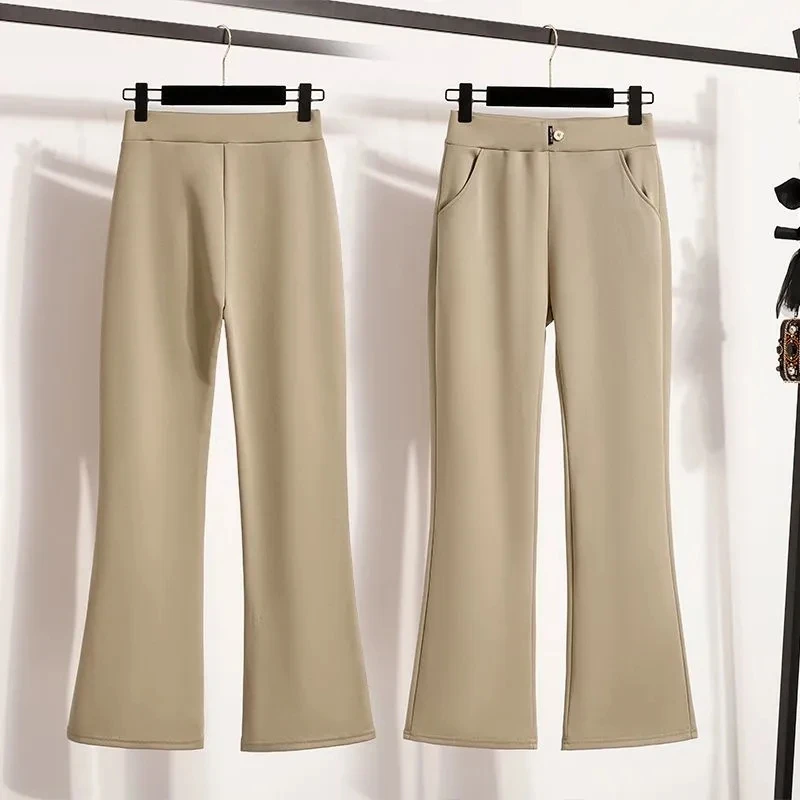 Micro pantalon évasé taille haute pour femme, ample, extensible, élégant, polyvalent, décontracté, 3XL, nouvelle collection printemps automne