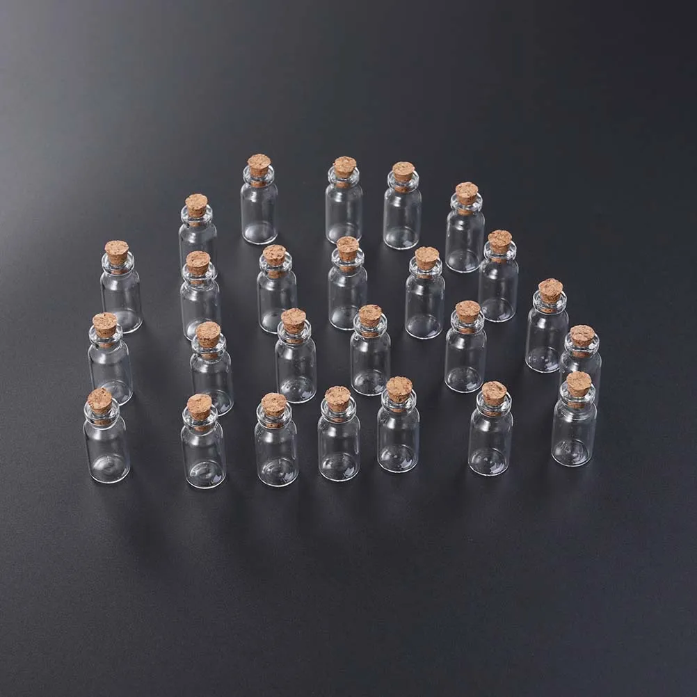 

25 PCS Cork Test Tube Tubes Glass with Caps Container Lids Wooden Candy Storage